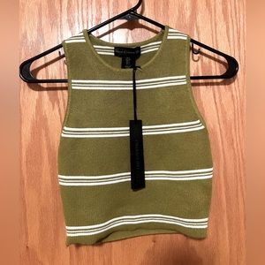 Brand new House of Harlow 1960 knit tank top in green and white